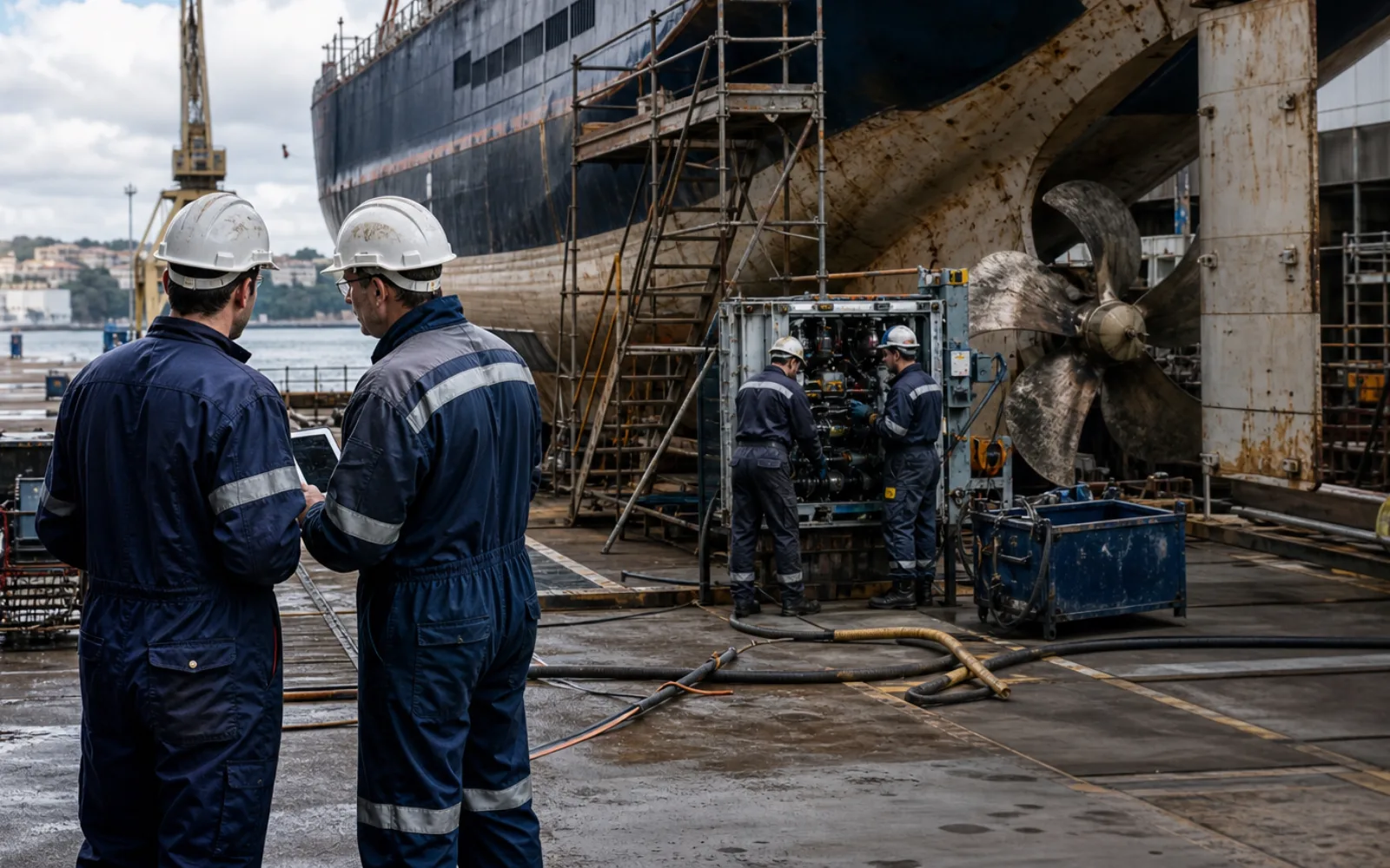 French marine operator reviewing vessel fuel, voyage and energy records for FuelEU