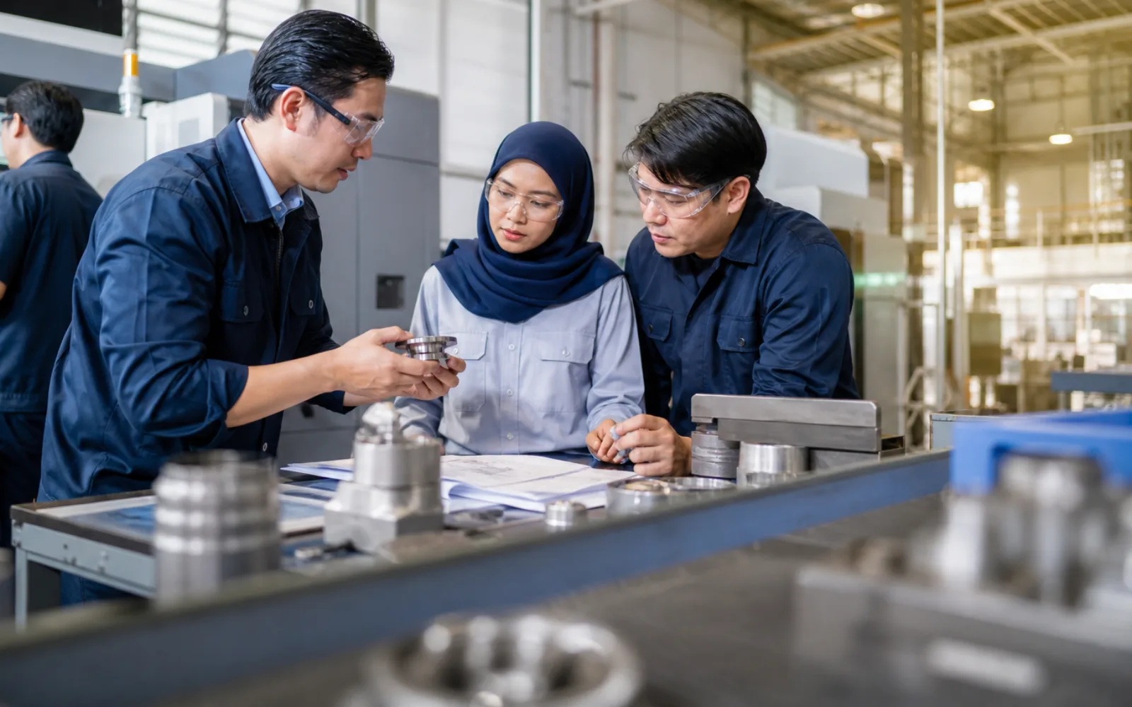 Malaysian engineering supplier preparing precision components for delivery to a Singapore customer