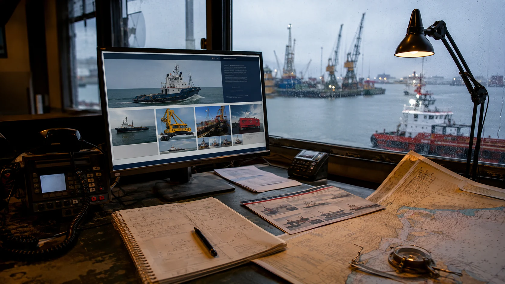 Marine vessel and offshore operations represented in a website design environment