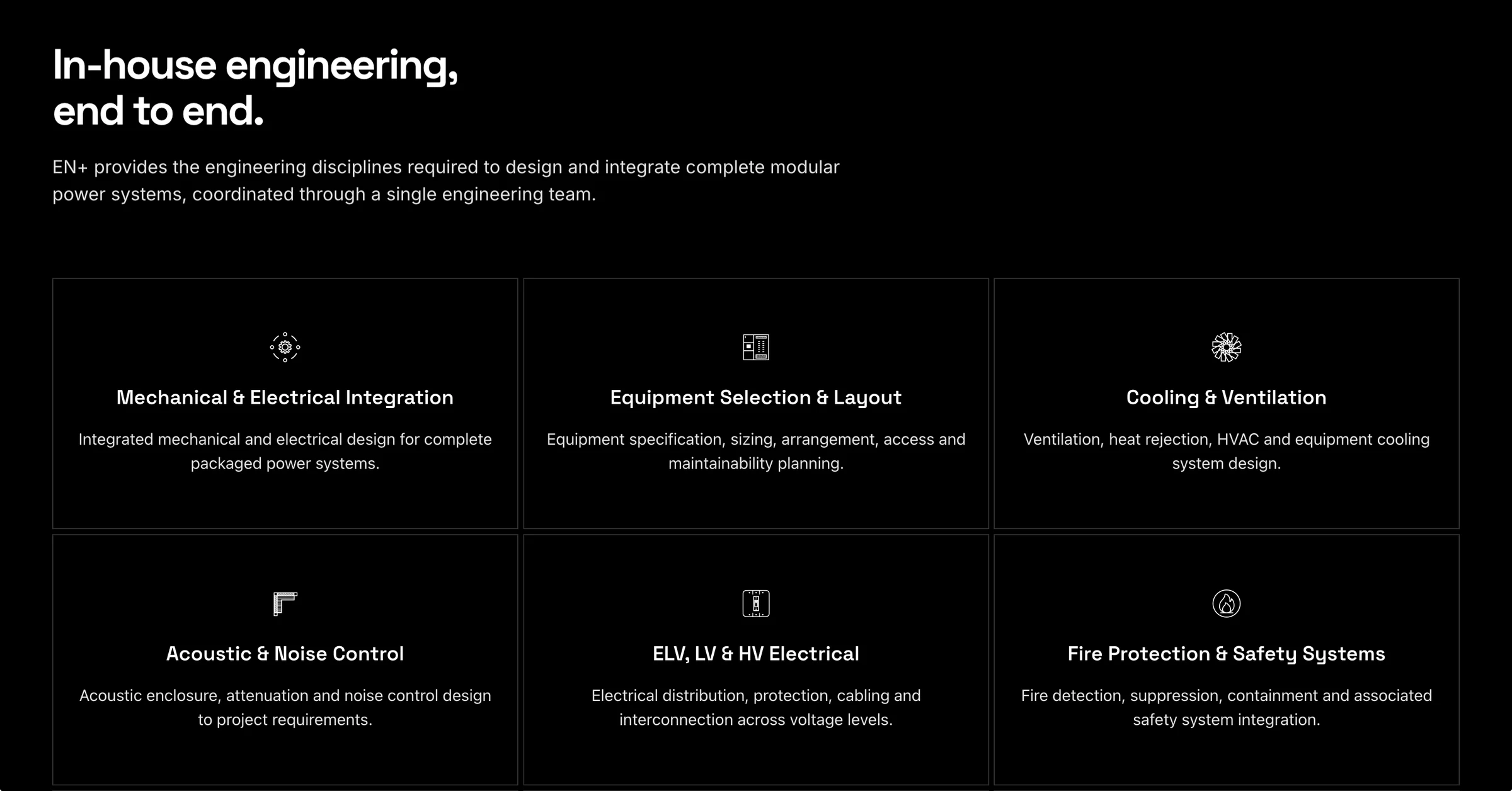 EN+ engineering disciplines from electrical integration to fire protection