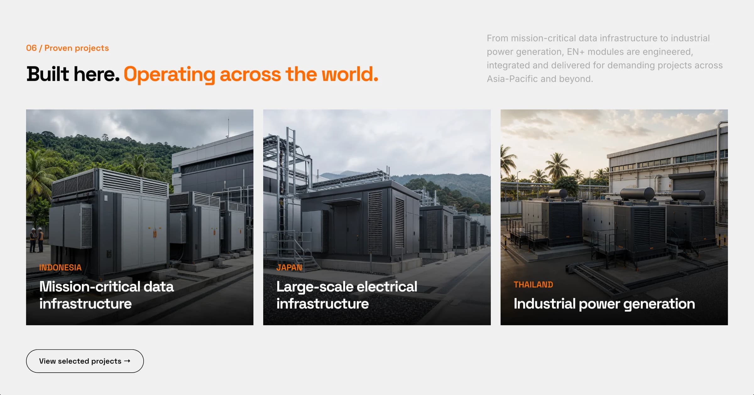EN+ selected infrastructure projects in Indonesia, Japan and Thailand