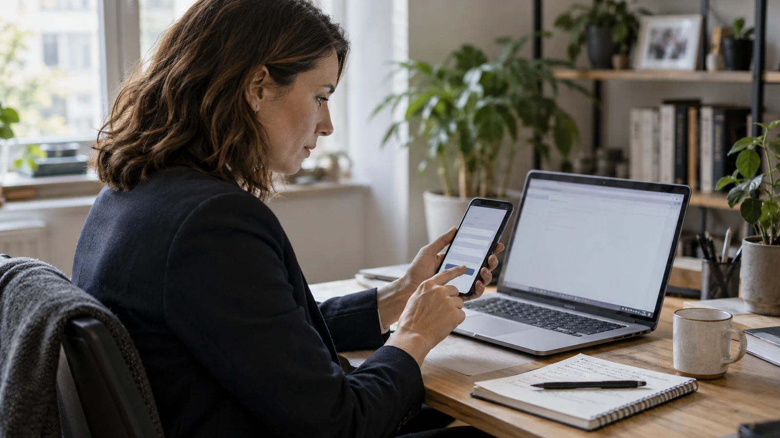 Commercial manager tests a simple enquiry form on a smartphone